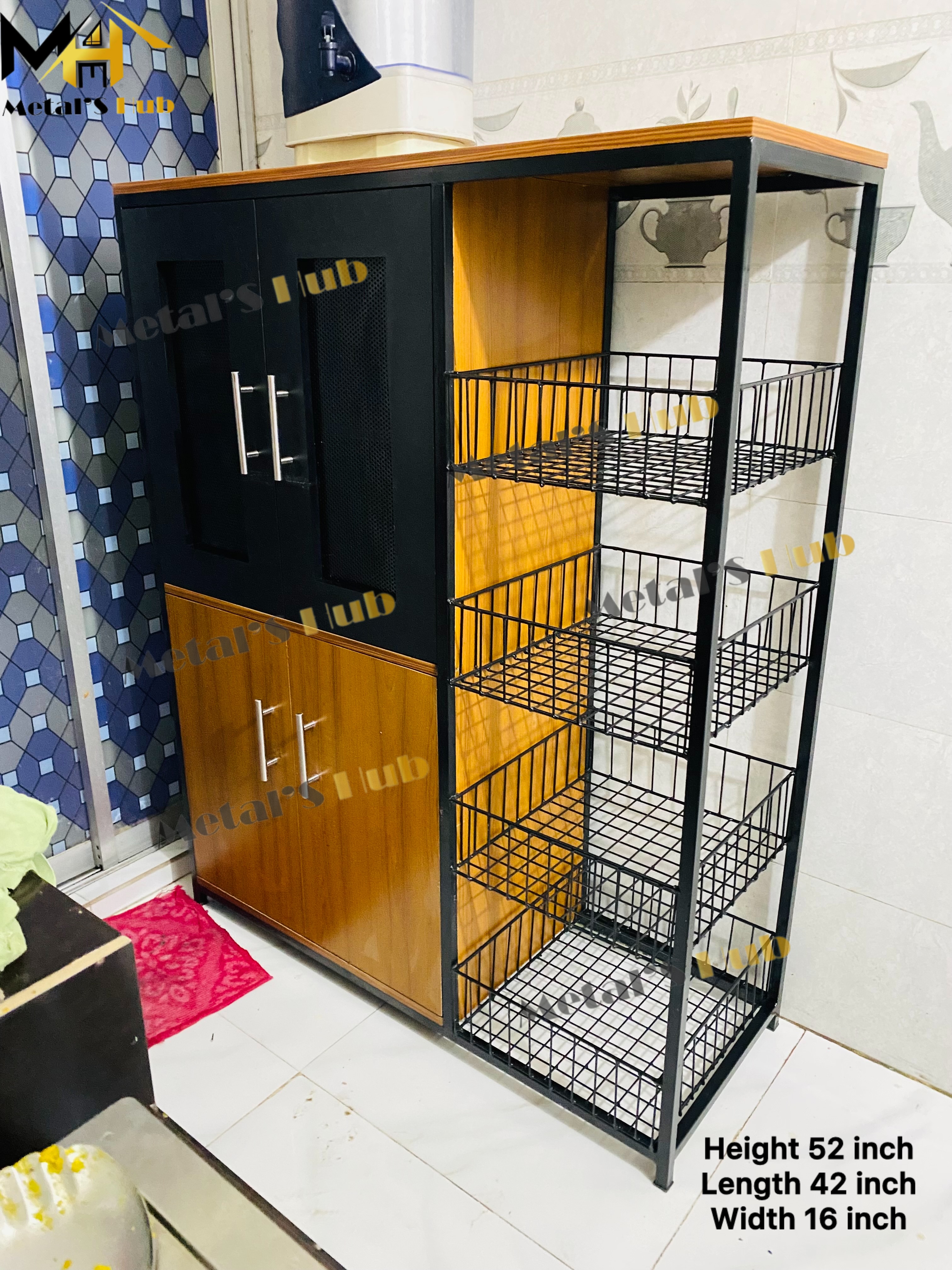 Premium Metal Kitchen Storage Rack with Cabinet